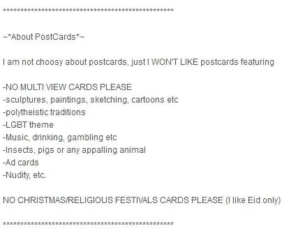 List of PostCards I dislike